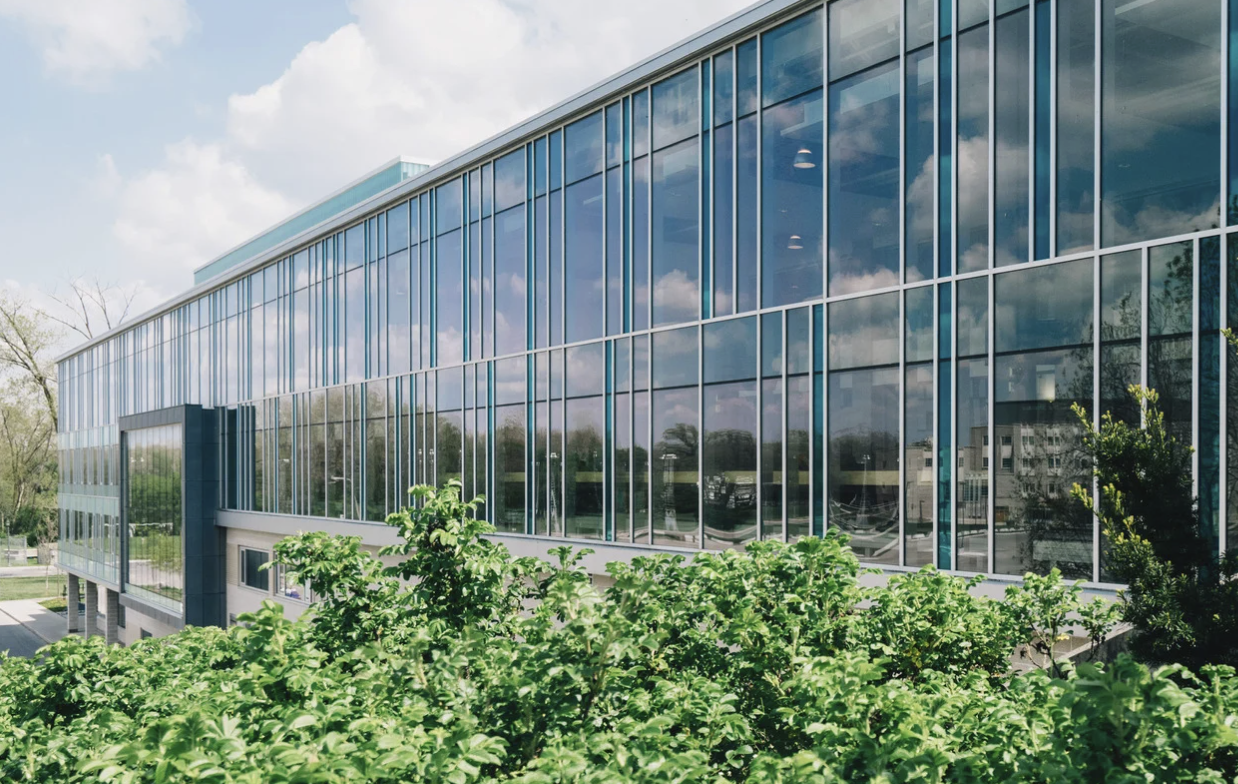 Fassadenreinigung an einem Bürohochhaus in Hamburg