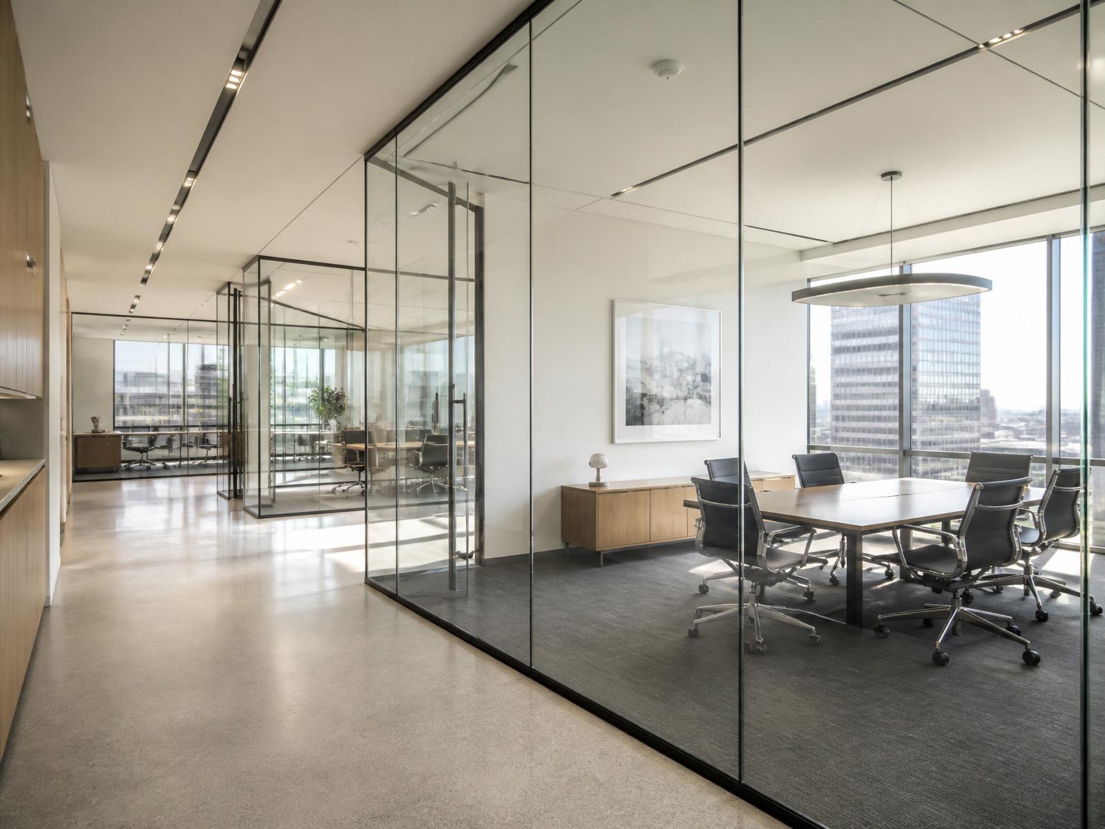 Glastrennwände in einem modernen Büro